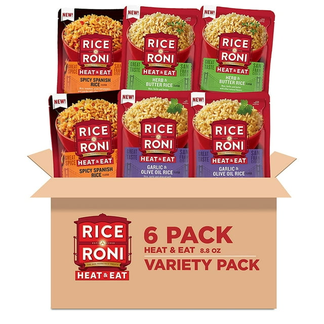 RiceARoni Heat & Eat 3 Flavor Variety Pack Rice, 8.8 oz, 6 Count