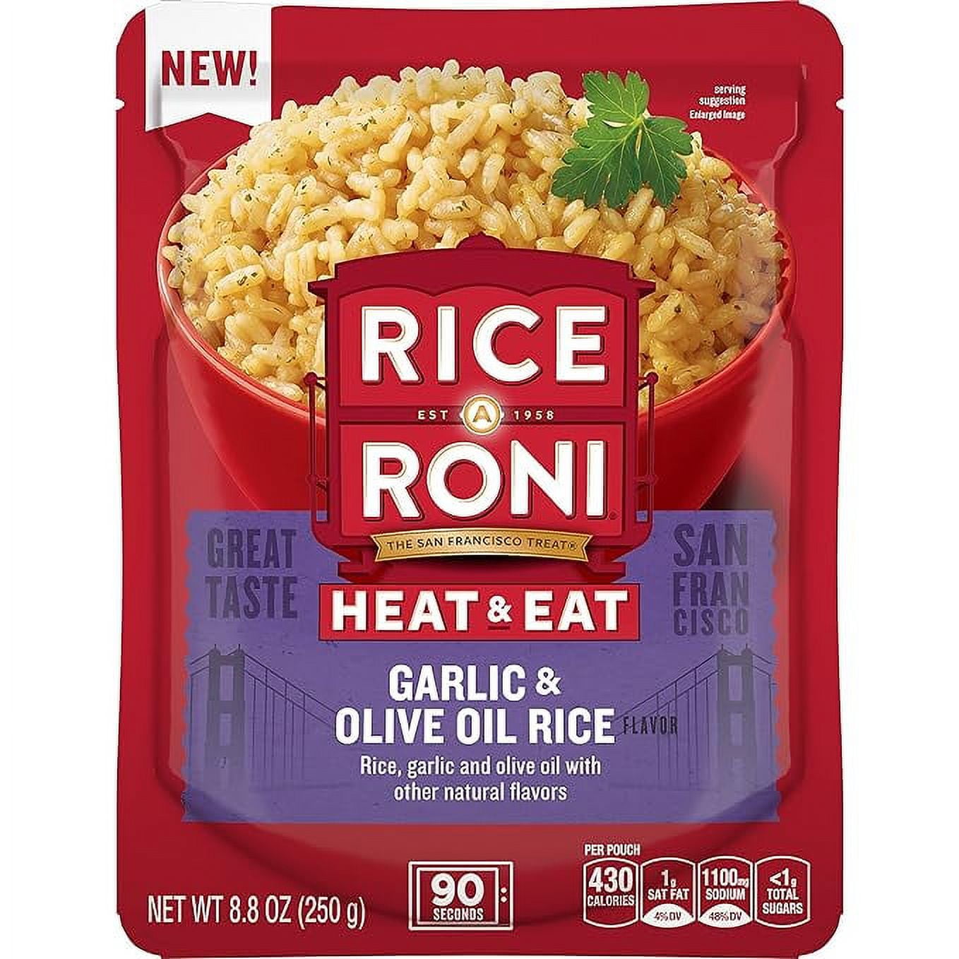 RiceARoni Heat Eat Rice Garlic Olive Oil Pouch, 8.8 Ounce