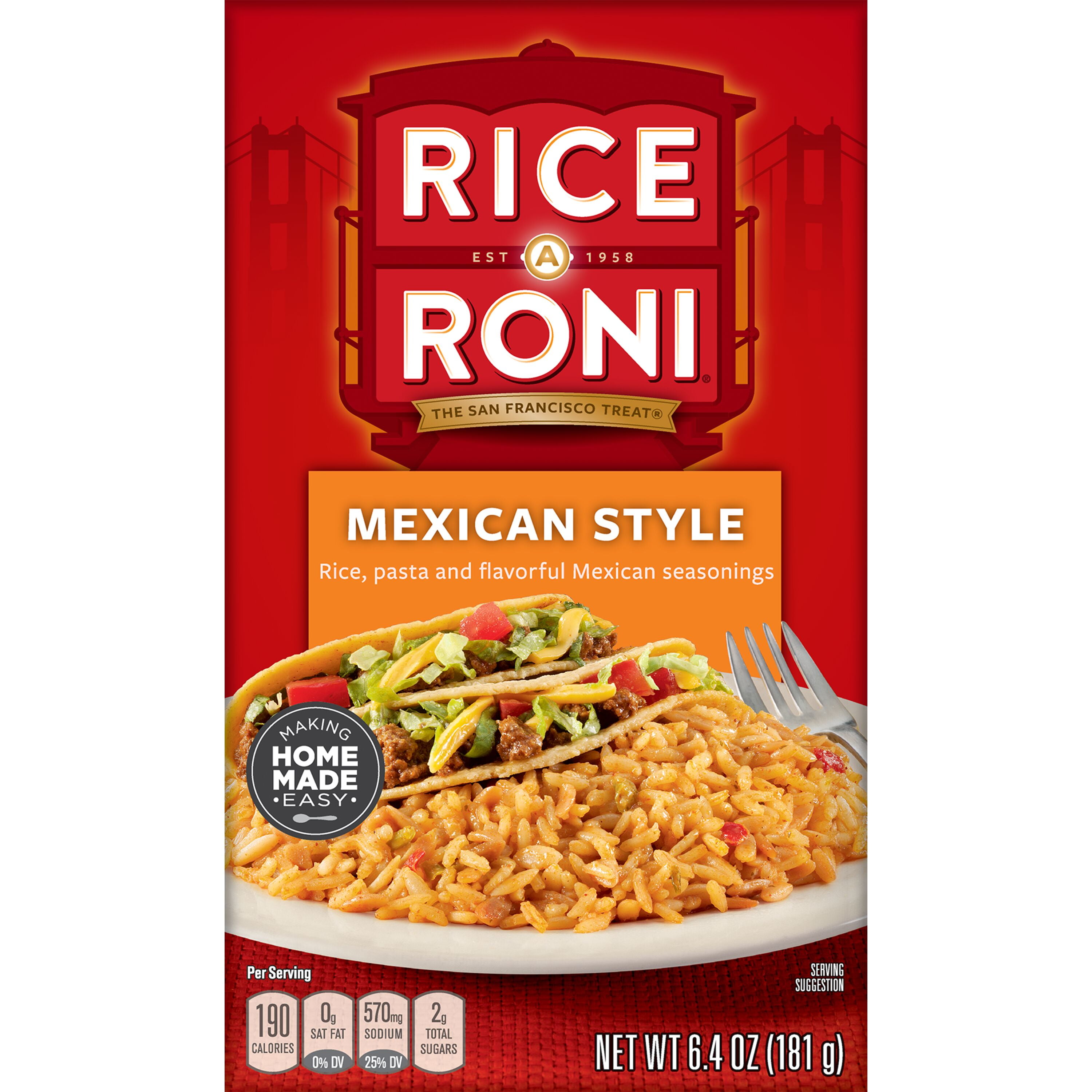 RiceARoni Rice & Pasta Mix, Mexican Style, 6.4 oz Box