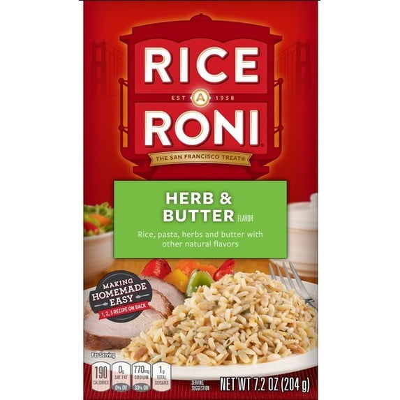 Rice-A-Roni Rice & Pasta Mix, Herb & Butter, 7.2 oz Box (Pack of 18)