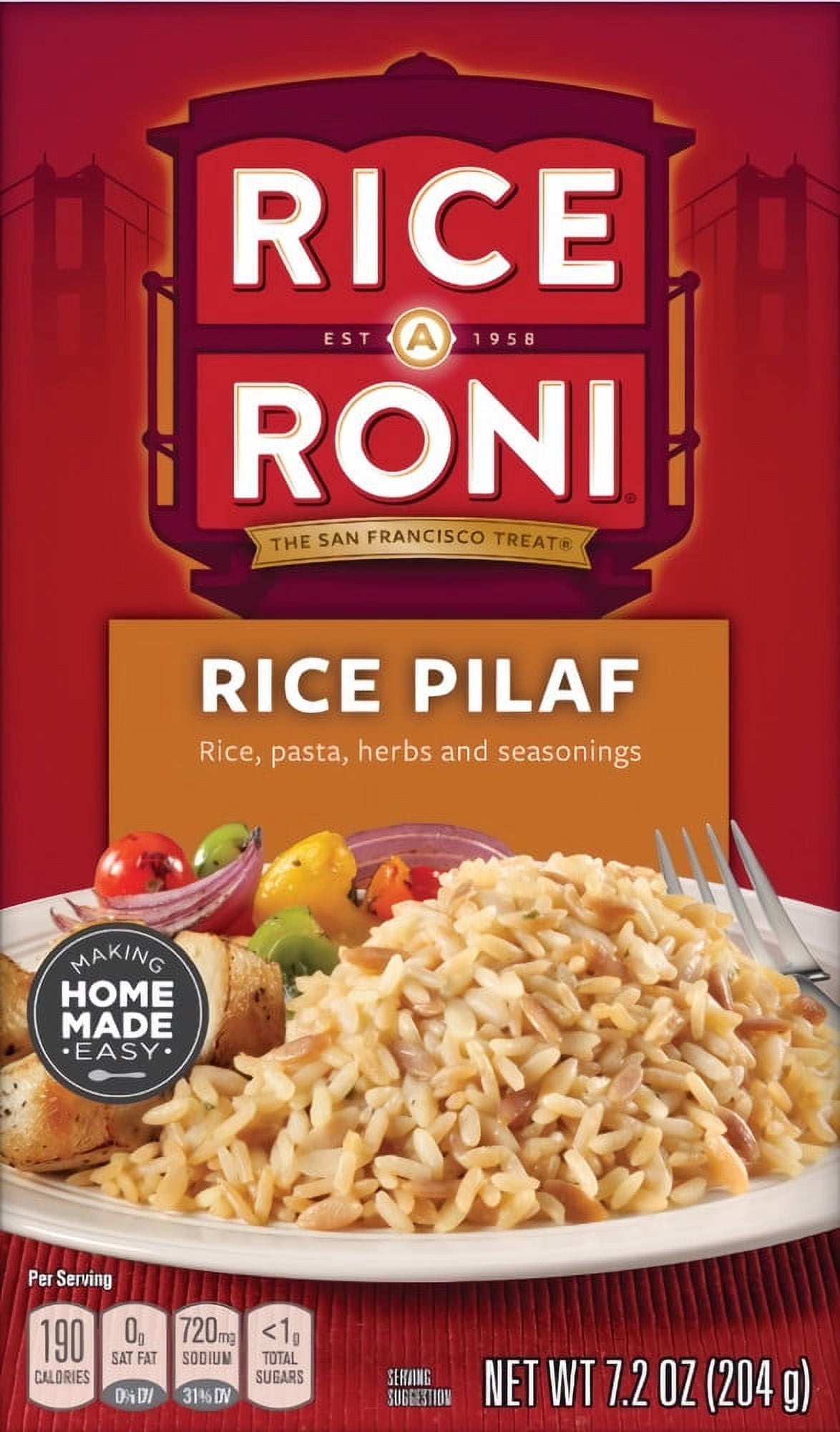 Rice-A-Roni Rice & Pasta Mix, Seasoned Rice Pilaf, Ready Meal, 7.2 oz ...