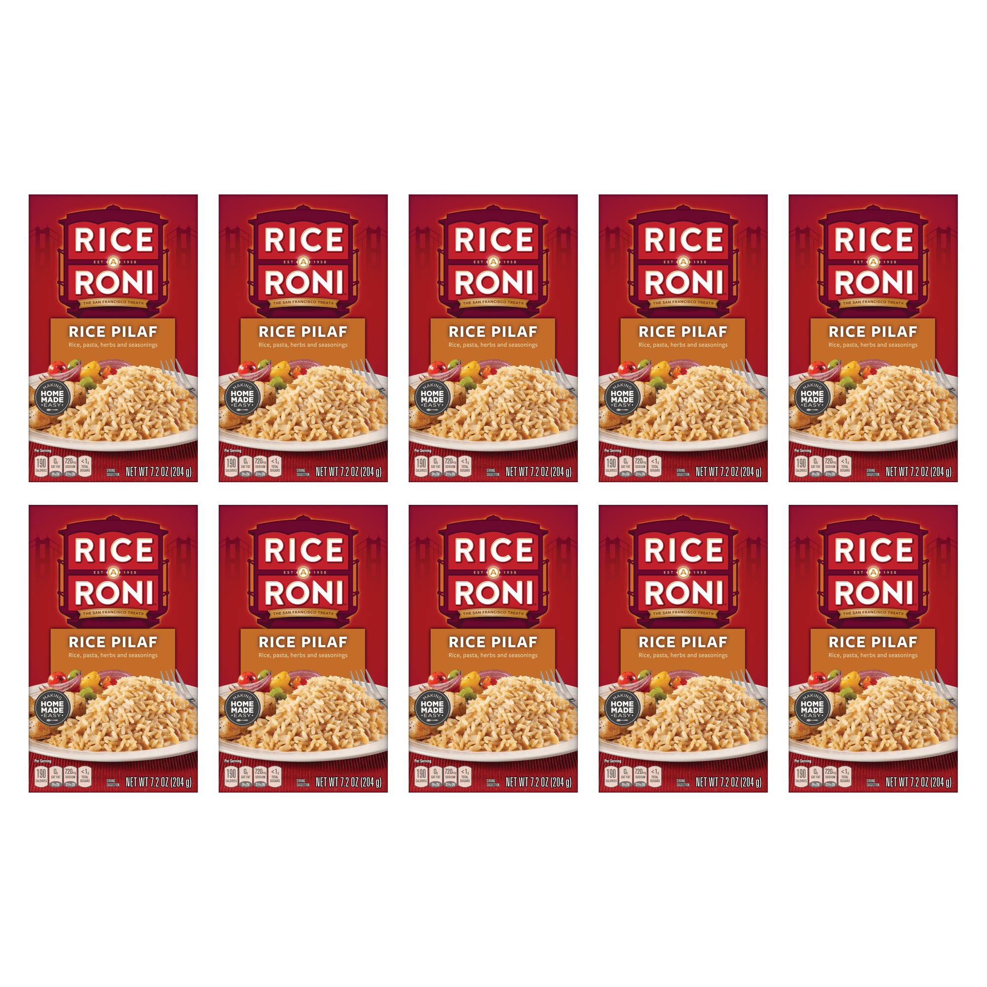 Rice-A-Roni, Rice Pilaf Rice & Pasta Mix, 7.2 oz Box, Uncooked Dry Rice and Pasta (Pack of 10)