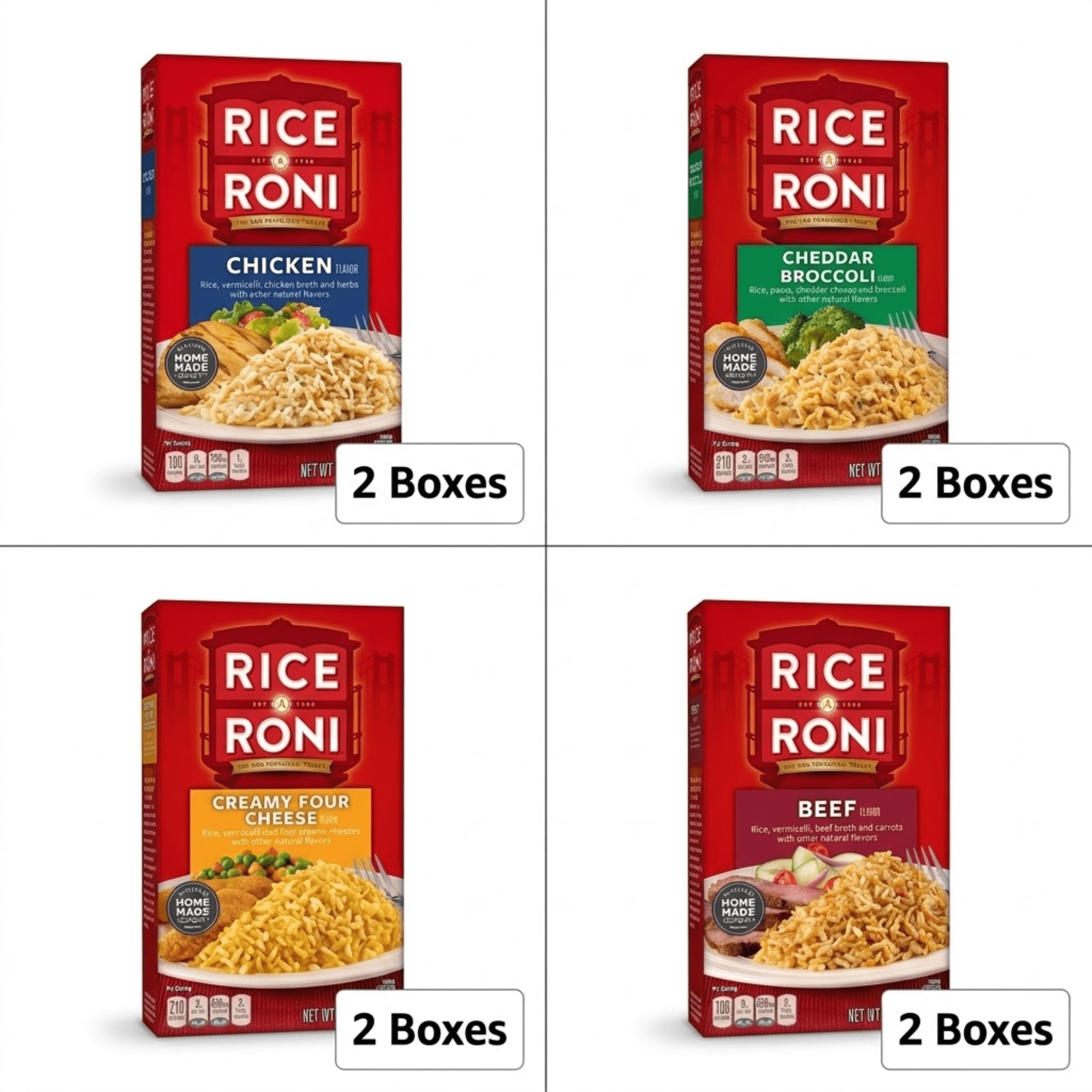 Rice-A-Roni Rice Vermicelli Chicken, Cheddar Broccoli, Creamy Four ...
