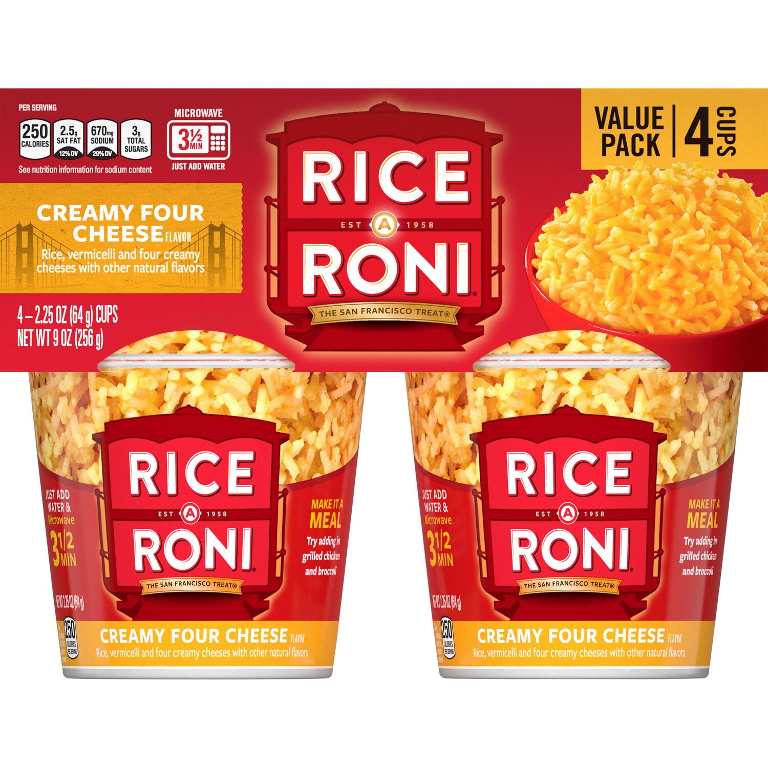 Rice A Roni Rice Vermicelli Creamy Four Cheese Flavor 2.25 Oz 4 Count