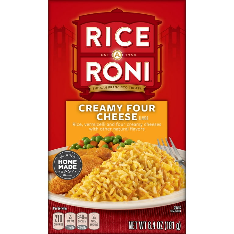 https://i5.walmartimages.com/seo/Rice-A-Roni-Rice-Vermicelli-Mix-Creamy-Four-Cheese-6-4-oz-Box_aed8c4b5-3b62-4e05-9ebb-0817fd8953d6.f6396d8d795387e93a5309aa4789f2e9.jpeg?odnHeight=768&odnWidth=768&odnBg=FFFFFF