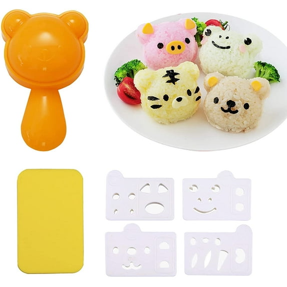 Rice Ball Mold for Kids,Cute Animal Sushi Mold,Rice Shaper Onigiri Mold,Bento Accessories DIY Kitchen Tools with Nori Seaweed Punch Cutter