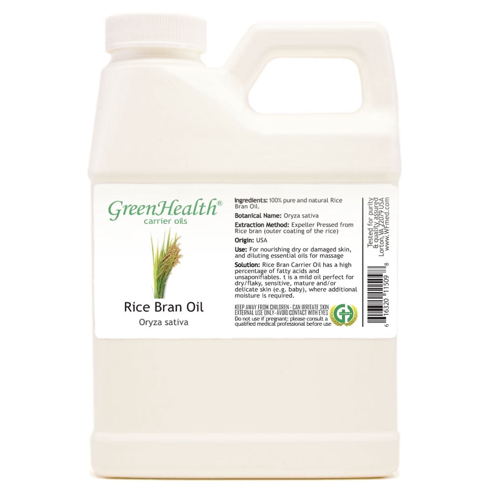 Rice Bran Carrier Oil - 16 fl oz - White Plastic Jug w/ Cap - GreenHealth