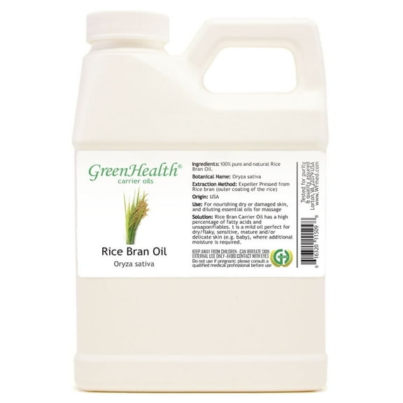 GreenHealth Rice Bran Carrier Oil White Plastic Jug 16 fl oz
