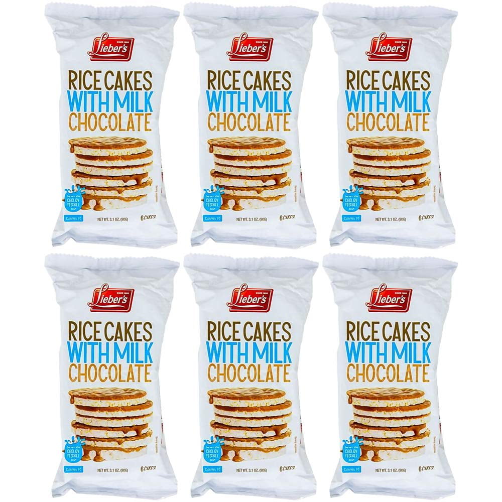 Rice Cakes Milk Chocolate Coated Rice Cakes, Kosher Certified, 3.1 Oz (Pack of 6, Total of 18.6