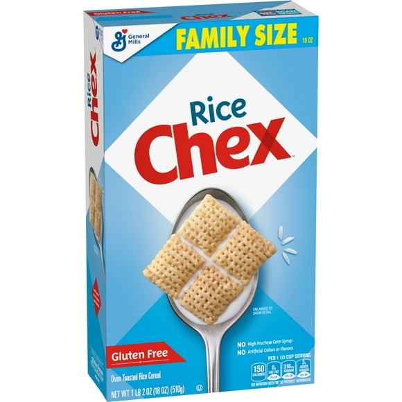 Rice Chex Cereal, Gluten Free Breakfast Cereal, Made with Whole Grain, Family Size, 18 oz