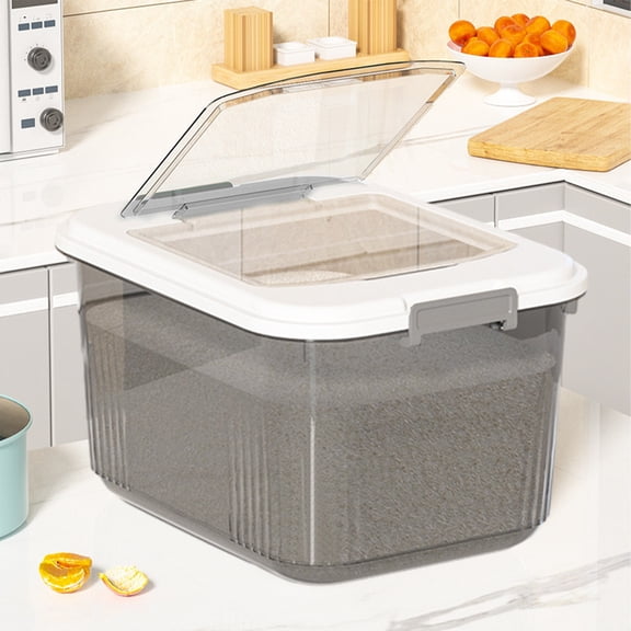 Rice Container with Airtight Locking Lid Pest Proof Flour Storage Bin for Kitchen Pantry Organization and Bulk Grain Dispenser BPA Free,1PC,Gray