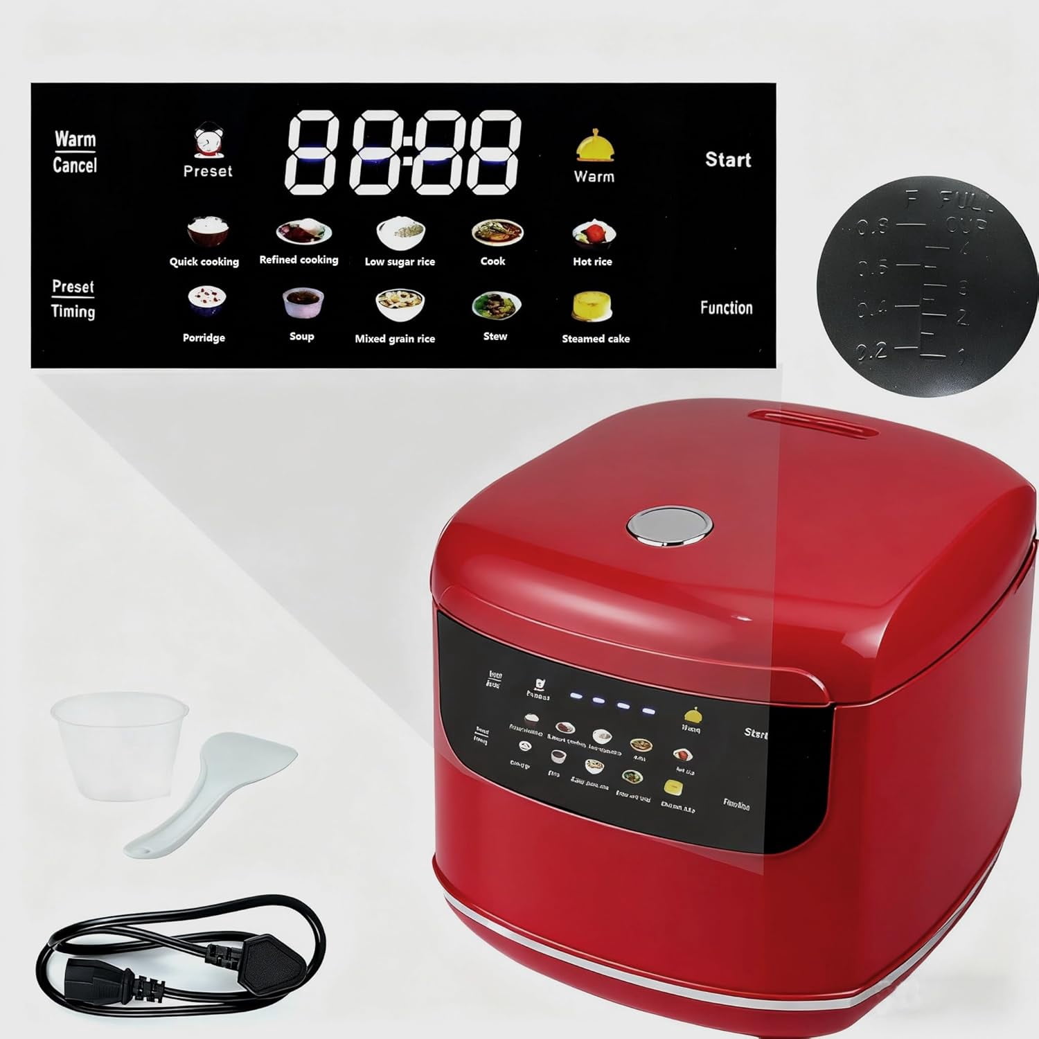 Rice Cooker 2L  Portable with 10 Functions, 400W Fast Cooking, Non-Stick Pot, 24H Timer for Dorms and Camping