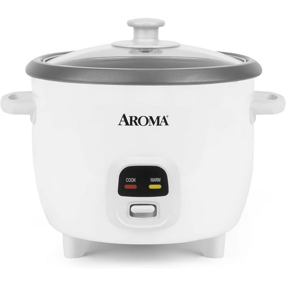 Rice Cooker, 3-Cup (Uncooked) / 6-Cup (Cooked), Small Oatmeal Soup Maker, Auto Keep Warm, 1.5 Qt, White, ARC-393NG