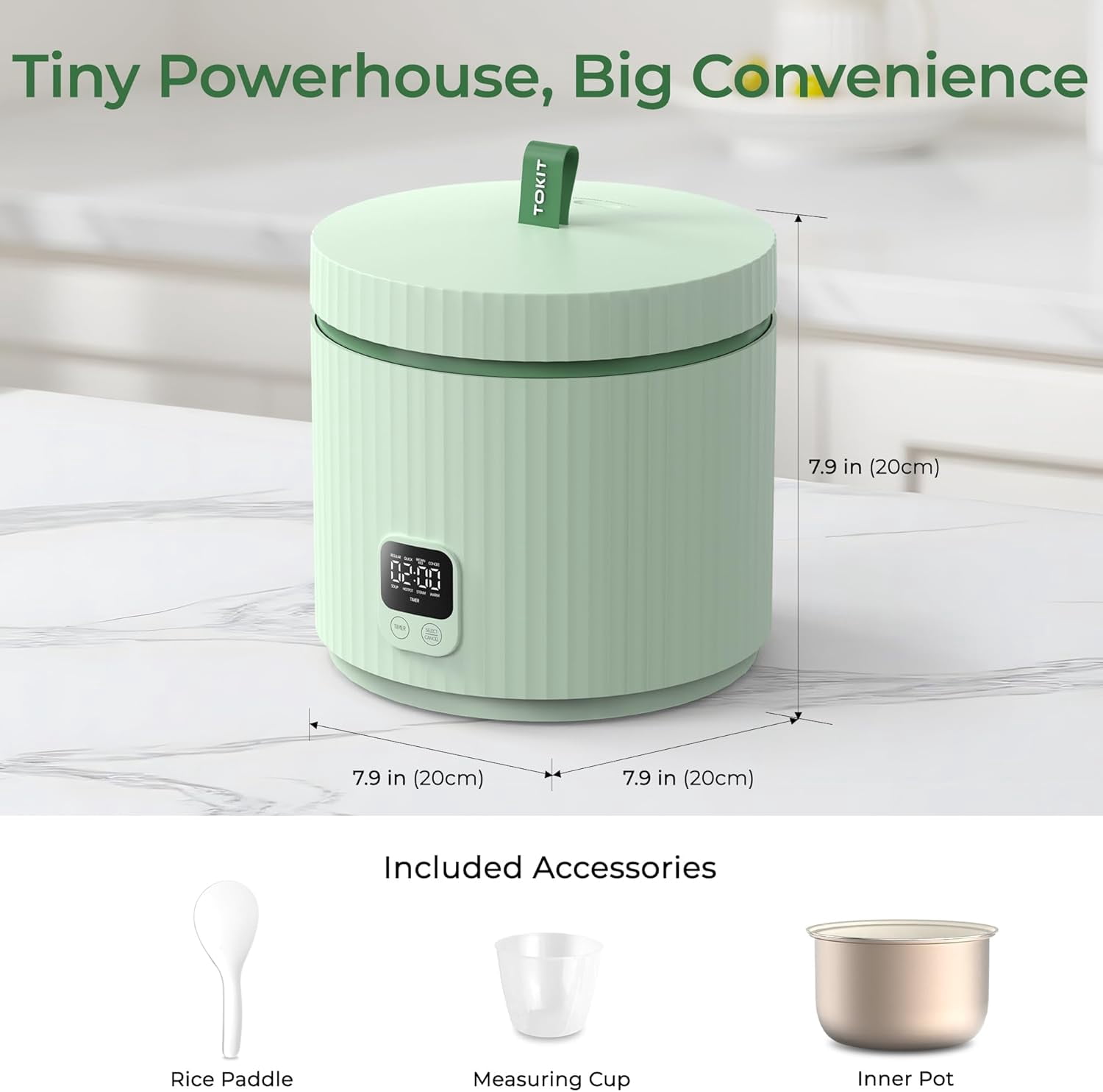 Rice Cooker 3 Cup Uncooked, 8 Functions  Cooker with Ceramic Pot for 1-3 People