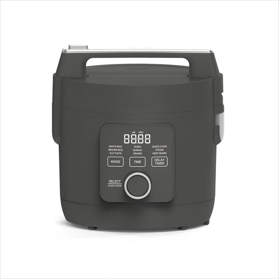 Rice Cooker, 4 Cup (Uncooked) / 8 Cup (Cooked), Ceramic Non-Stick Removable Pot, Keep Warm, Measure Markings, Steam Basket, Brown & Sushi Rice, Quick Cook, Quinoa, Grains, Oats, Caviar Gray