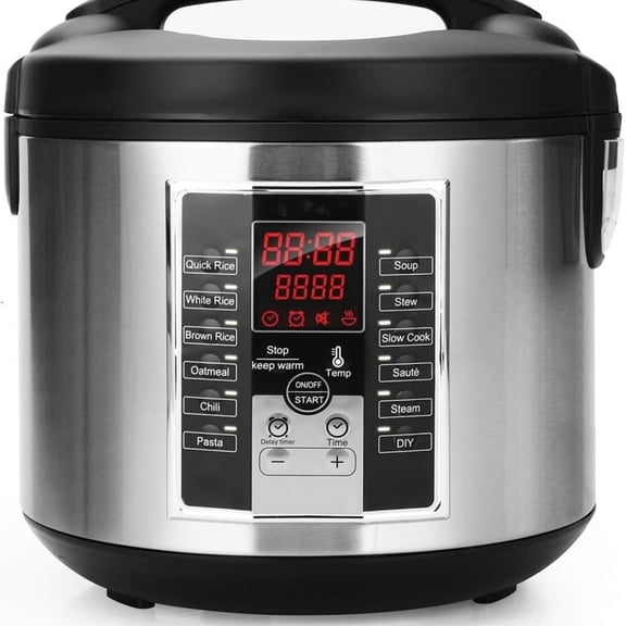 Rice Cooker, Slow Cooker, Steamer, Stewpot, Saut All in One (12 Digital Cooking Programs) Multi Cooker (5.2Qt ) Large Capacity. 24 Hours Preset & Instant Keep Warm, Black/Silver