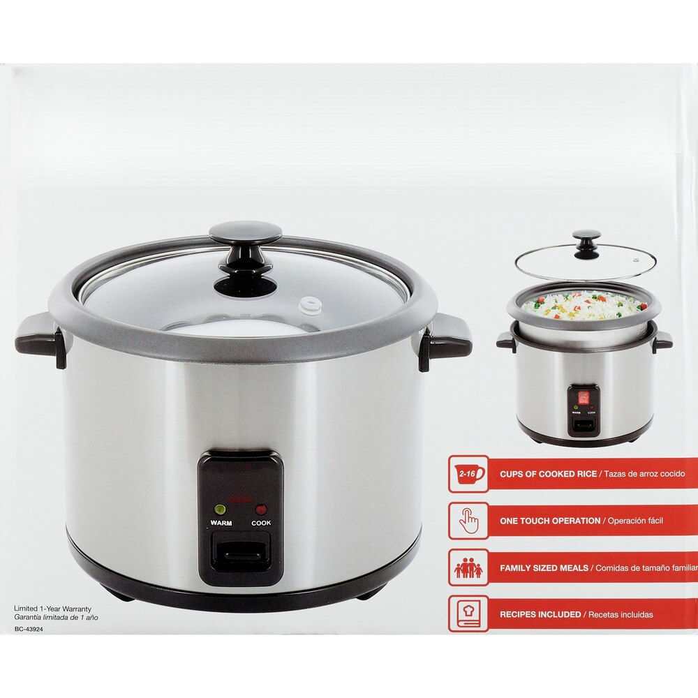 Rice Cooker, Stainless Steel, 8 CUP (uncooked) / 16 CUP (cooked) - Walmart.com