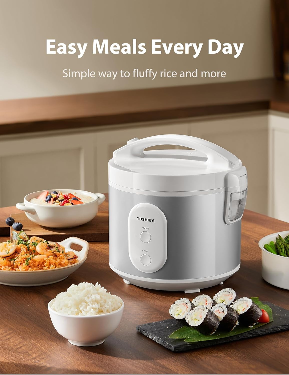 Rice Cooker & Steamer Simple 5.5 Cup with Non-Stick Pot, One-Touch Control for Family Meals