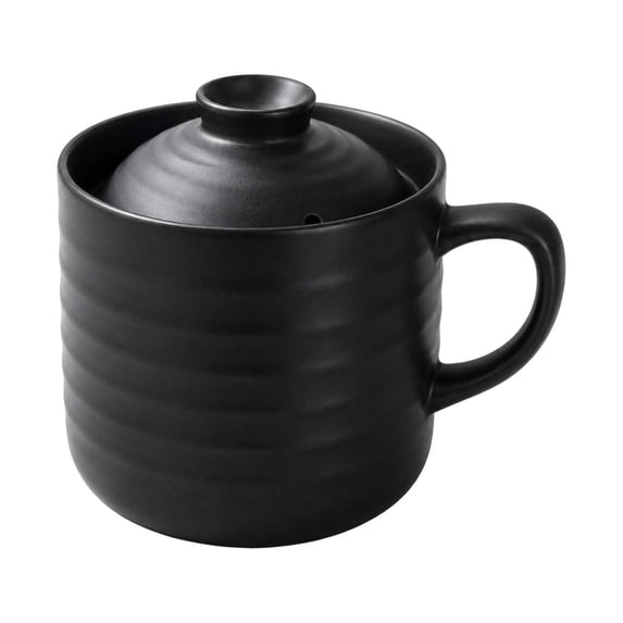 Rice Cooking Mug, Ceramic Microwave Cooker with Lid and Handle, 1 Cup Size for Rice Porridge and Soup, Space Saving Tableware for Home Kitchens, Dorms, and Offices