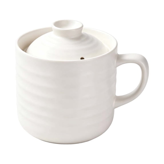 Rice Cooking Mug, Ceramic Microwave Cooker with Lid and Handle, 1 Cup Size for Rice Porridge and Soup, Space Saving Tableware for Home Kitchens, Dorms, and Offices