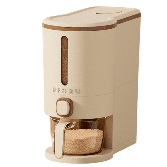 Rice Dispenser 11 Lbs, Rice Storage Container Sealed Moisture Proof with Measuring Cup for Kitchen Pantry Household(Brown)