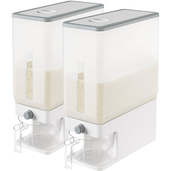 Rice Dispenser 25 Lbs 2Pcs, Rice Storage Container Moisture Proof, Cereal Dispenser for Pantry, BPA-Free