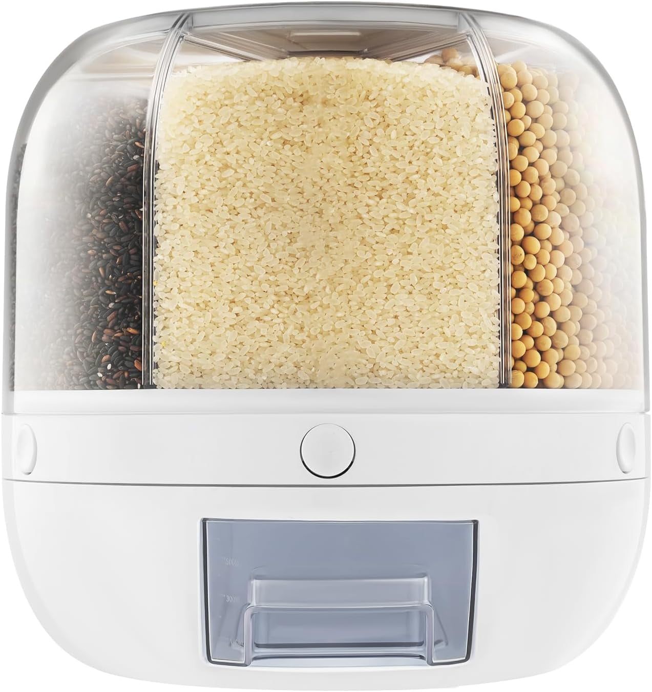 6-Grid Rotating Grain Dispenser - 10kg Capacity Dry Food Storage Container For Kitchen Pantry