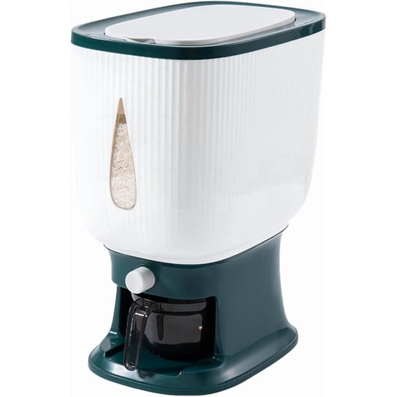 Rice Dispenser Container 10Kg, Large Cereal Dry Storage Containers with Measuring Cup, Household Cereal Dispenser Bucket for Rice Corn Soybean Kitchen Pantry