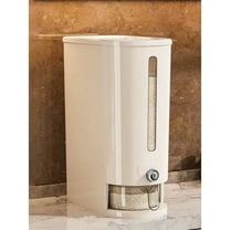 Rice Dispenser, Grain Storage Container with Measuring Cylinder and Lid - Cereal Dispenser Bucket for Kitchen, Soybean, Corn, and Dry Food(White)