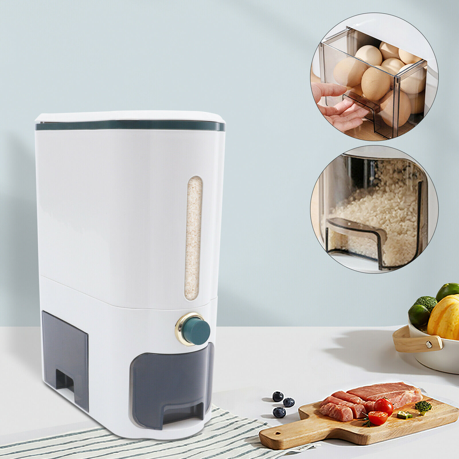 Rice Dispenser,Kitchen Rice Storage Box Automatic, Storage Tank Cereal Boxes Rice Bucket