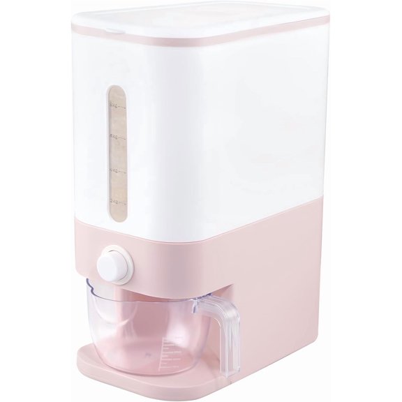 Rice Dispenser, Rice Storage Container with Measuring Cup, Holder for Household Kitchen Rice Soybean Corn