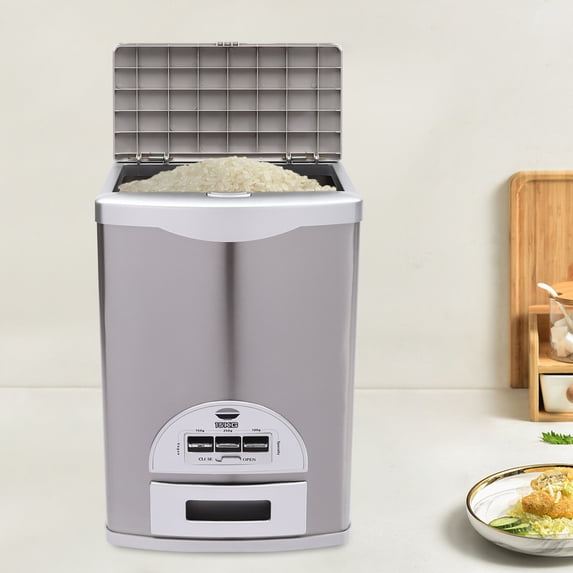 Rice Dispenser Stainless Steel 15kg/33lbs Capacity Large Storage Container Food Storage Tank 12*8.66*19.68in forHomes, Restaurants, Store