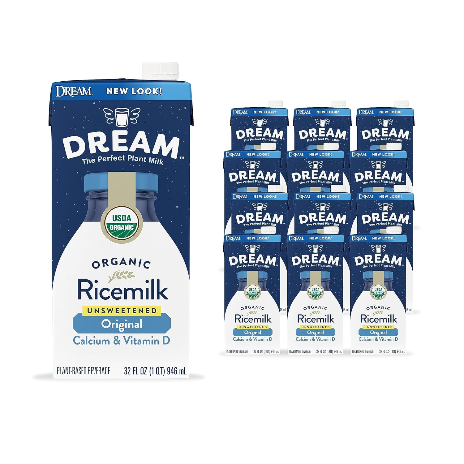 Rice Dream Organic Rice Milk Drink, Unsweetened Original, Vegan Dairy