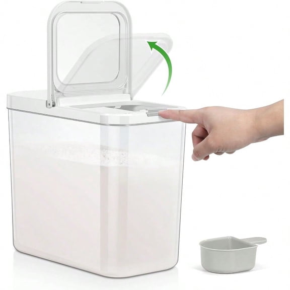 Rice Flour Storage Container - 12.7 Qt 25 Lbs Crystal-Clear Plastic Food Storage Container Bin with Pop-up Lid for Grains Beans Dry Food Holder for Kitchen Pantry Organization and Storage