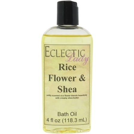 Rice Flower and Shea Bath Oil - Scented Body Oil - Relaxing & Moisturizing Bathing Oil - Fragrance Body Oil For Dry & Rough Sensitive Skin - 4 oz