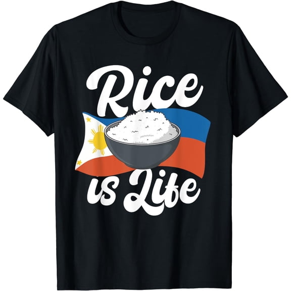 Rice Is Life - Filipino Food Proud Philippine Flag T-Shirt