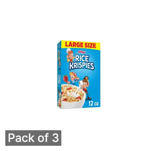 Rice Krispies Breakfast Cereal, 12 oz Box (Pack of 3)