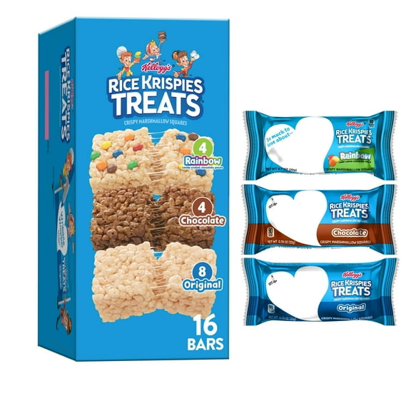Rice Krispies Treats Crispy Marshmallow Squares, Kids Snacks, Cereal Bars, Variety Pack, 12.1Oz Box (16 Bars) Packaging May Vary - Pack of 2