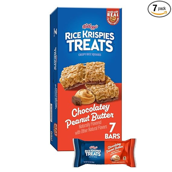 Rice Krispies Treats Crispy Rice Squares Chocolatey Peanut Butter, 4.9oz Box (7 Bars)