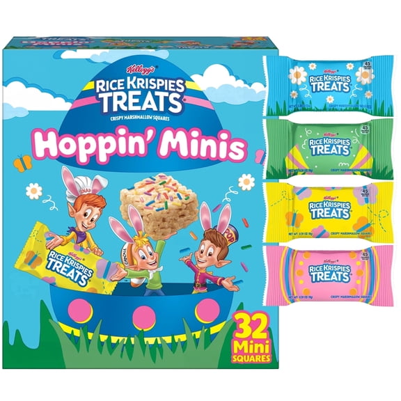 Rice Krispies Treats Easter Minis with Colorful Sprinkles Crispy Mini Marshmallow Squares, 32 Count