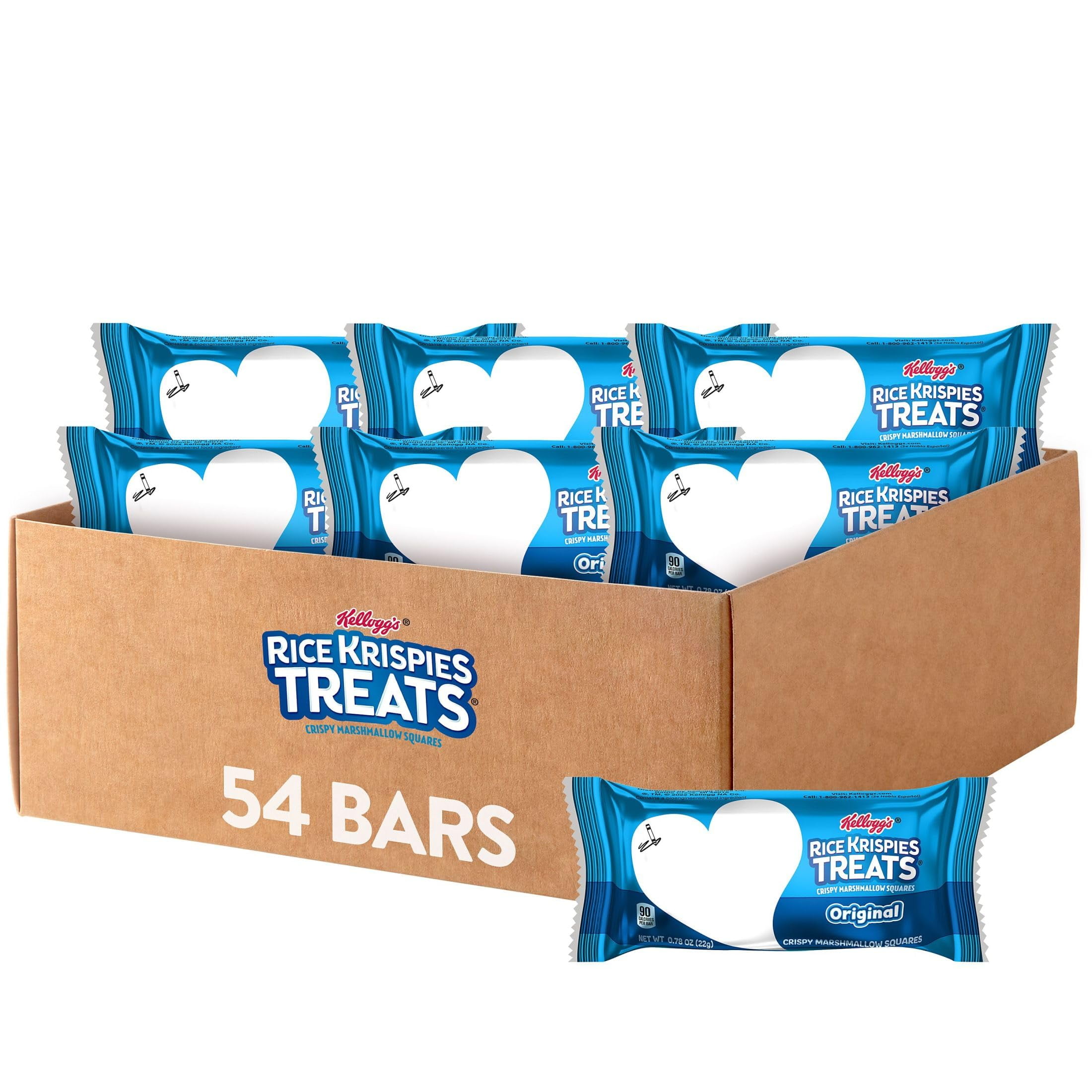 Kellogg's Rice Krispies FEV6Treats, Crispy Marshmallow Squares, Original, School Lunch Snack, 41.9oz Case (54 Count)