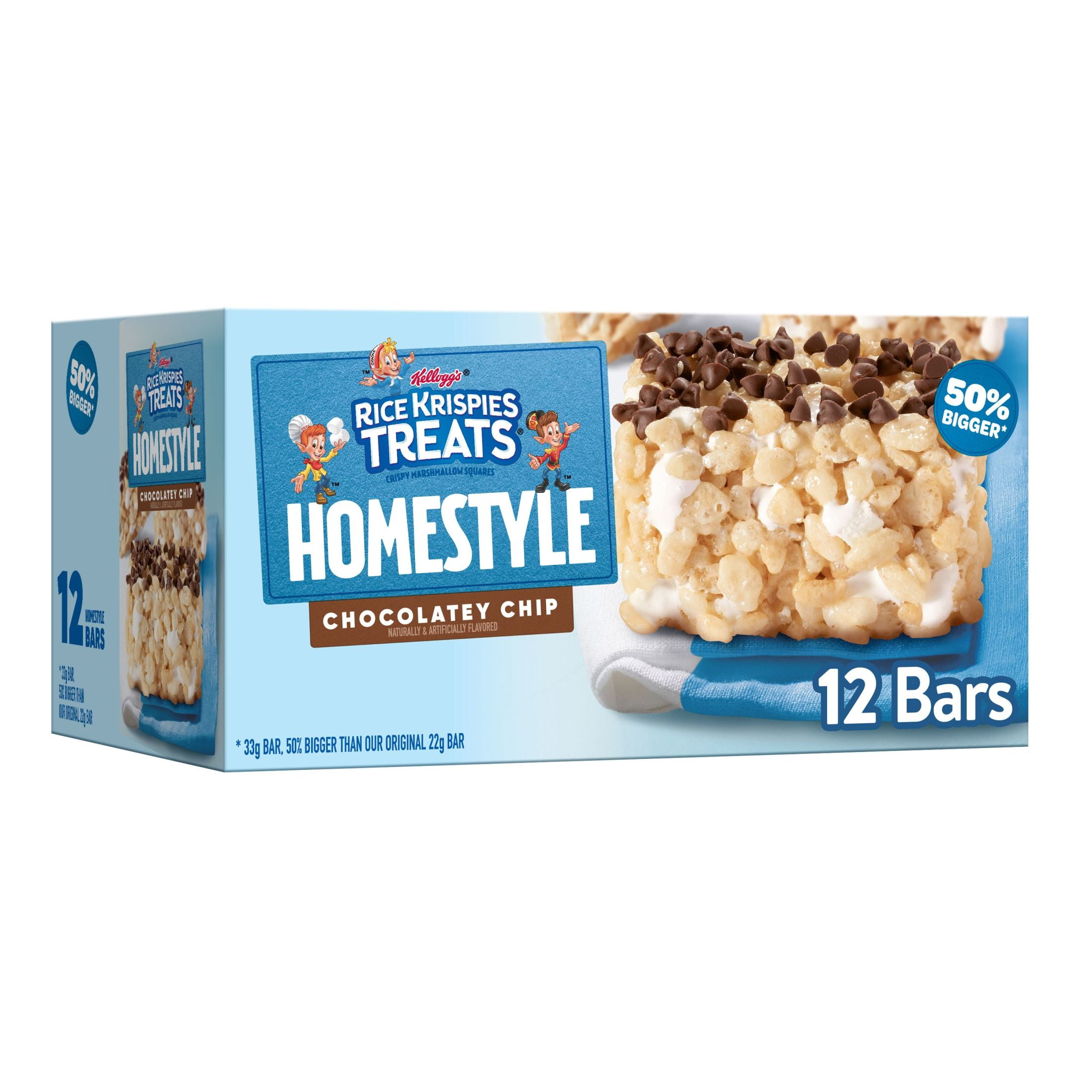 Rice Krispies Treats Homestyle Chocolatey Chip Chewy Crispy Marshmallow Squares, Ready-to-Eat, 13.96 oz, 12 Count