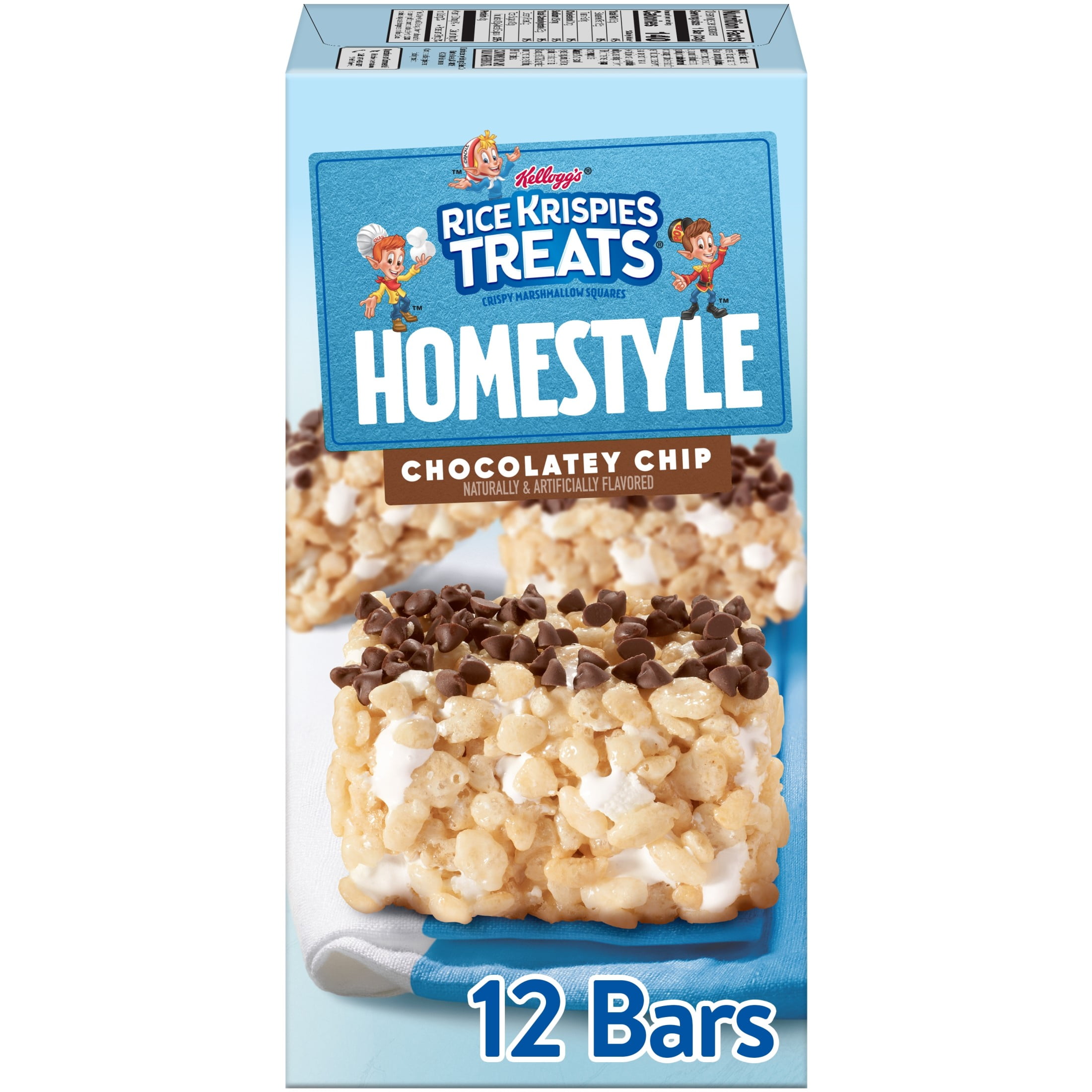 Rice Krispies Treats Homestyle Chocolatey Chip Chewy Crispy Marshmallow Squares, Kids Snacks, 13.96 oz, 12 Count