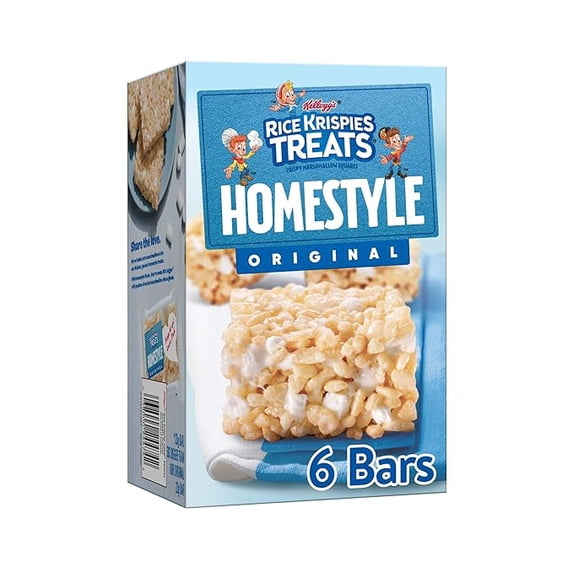 Rice Krispies Treats Homestyle Crispy Marshmallow Squares, Kids Snacks, Cereal Bars, Original, 6.98oz Box (6 Bars) ( Pack of 2 )