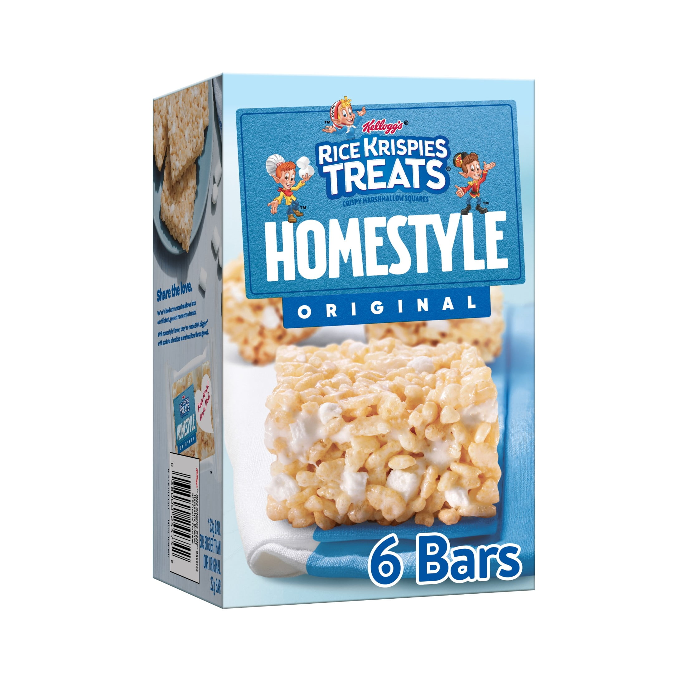 Rice Krispies Treats Homestyle Original Chewy Crispy Marshmallow Squares, Kids Snacks, 6.98 oz, 6 Count