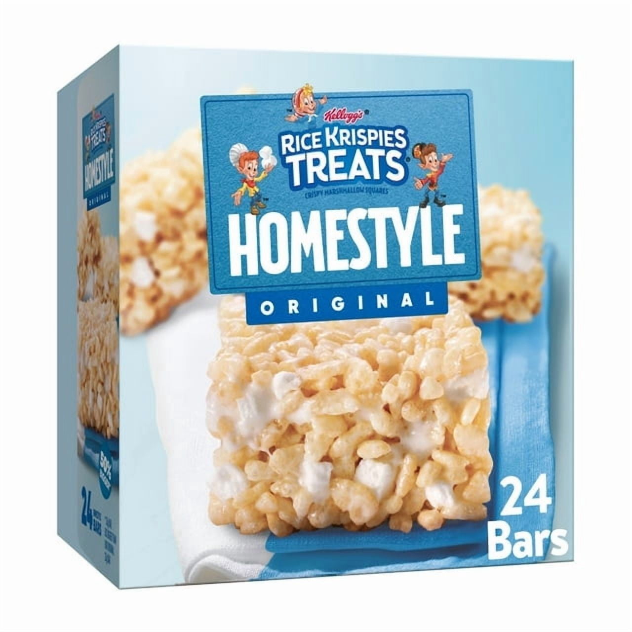 (2 pack) Rice Krispies Treats Homestyle Original Chewy Marshmallow Snack Bars, Kids Snacks, 27.9 oz,