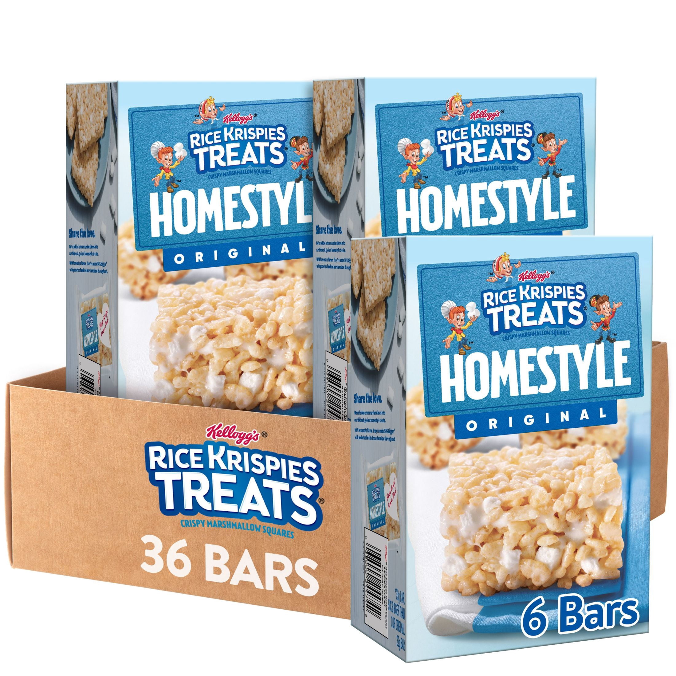 Rice Krispies Treats Homestyle Original Chewy Crispy Marshmallow Squares, Kids Snacks, 2.62 lb, 36 Count