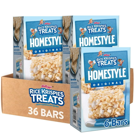 Rice Krispies Treats Homestyle Original Chewy Marshmallow Snack Bars, Kids Snacks, 4.06 lb, 36 Count