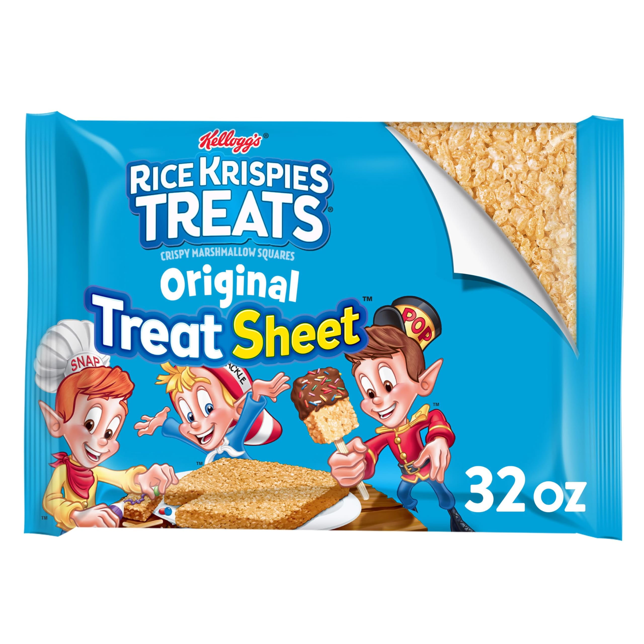 Rice Krispies Treats Marshmallow Snack Sheet, Kids Snacks, Treat Making, Baking Project, Original, 32oz Sheet (1 Sheet) RDC13