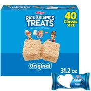 Rice Krispies Treats Original Chewy Crispy Marshmallow Squares, Kids Snacks, 31.2 oz, 40 Count